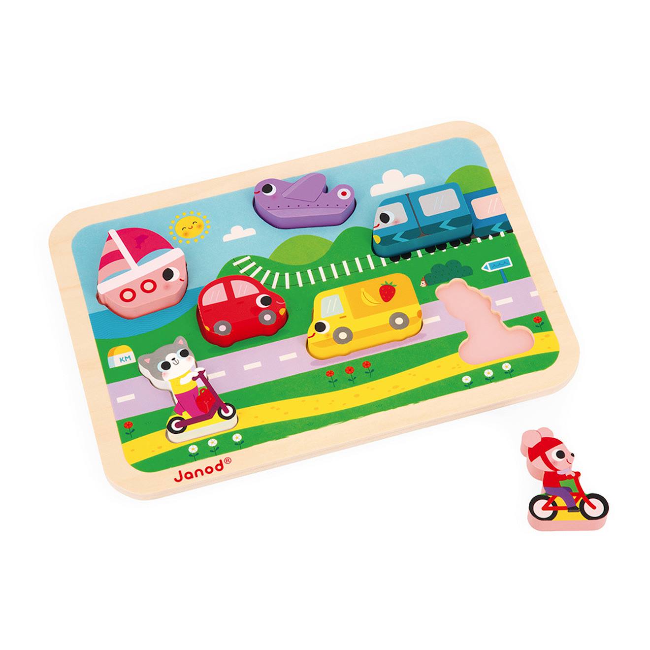 Puzzle en bois les véhicules multicolore