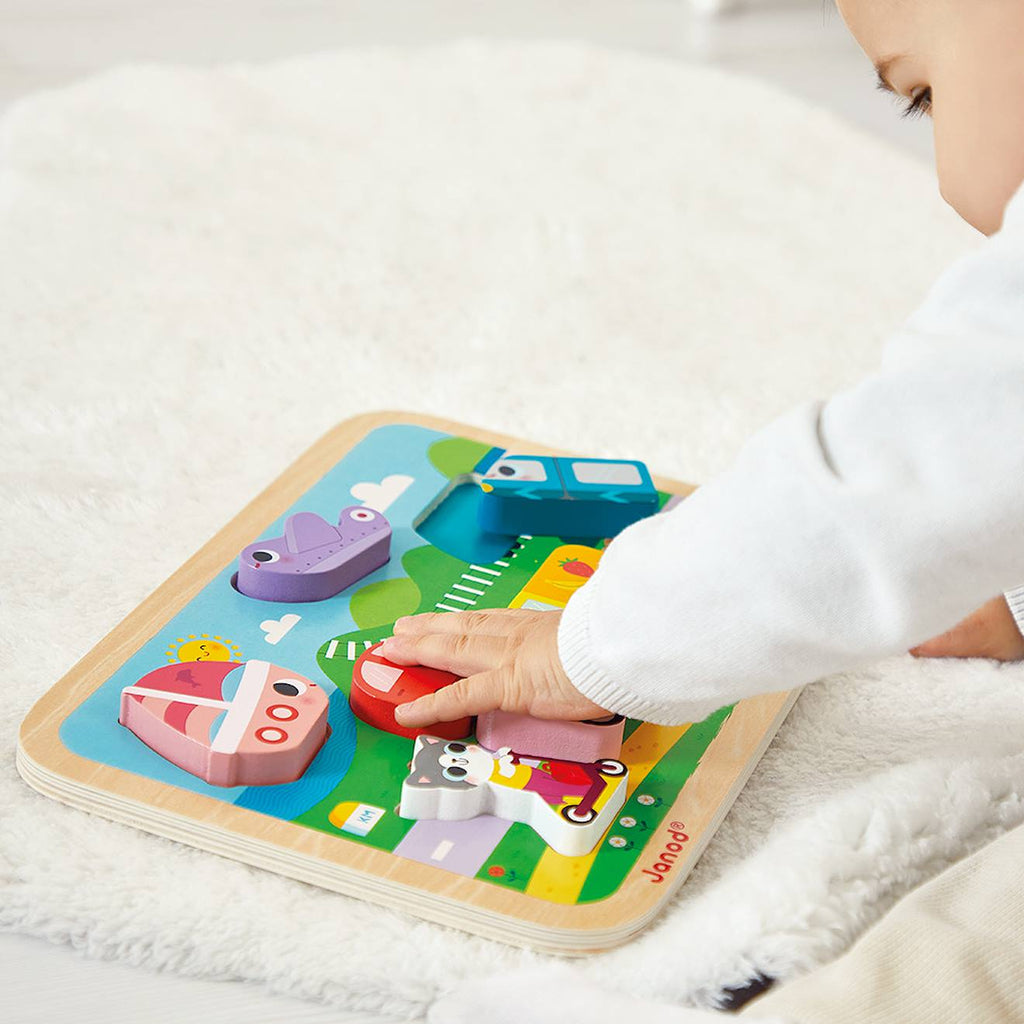 Puzzle en bois les véhicules multicolore