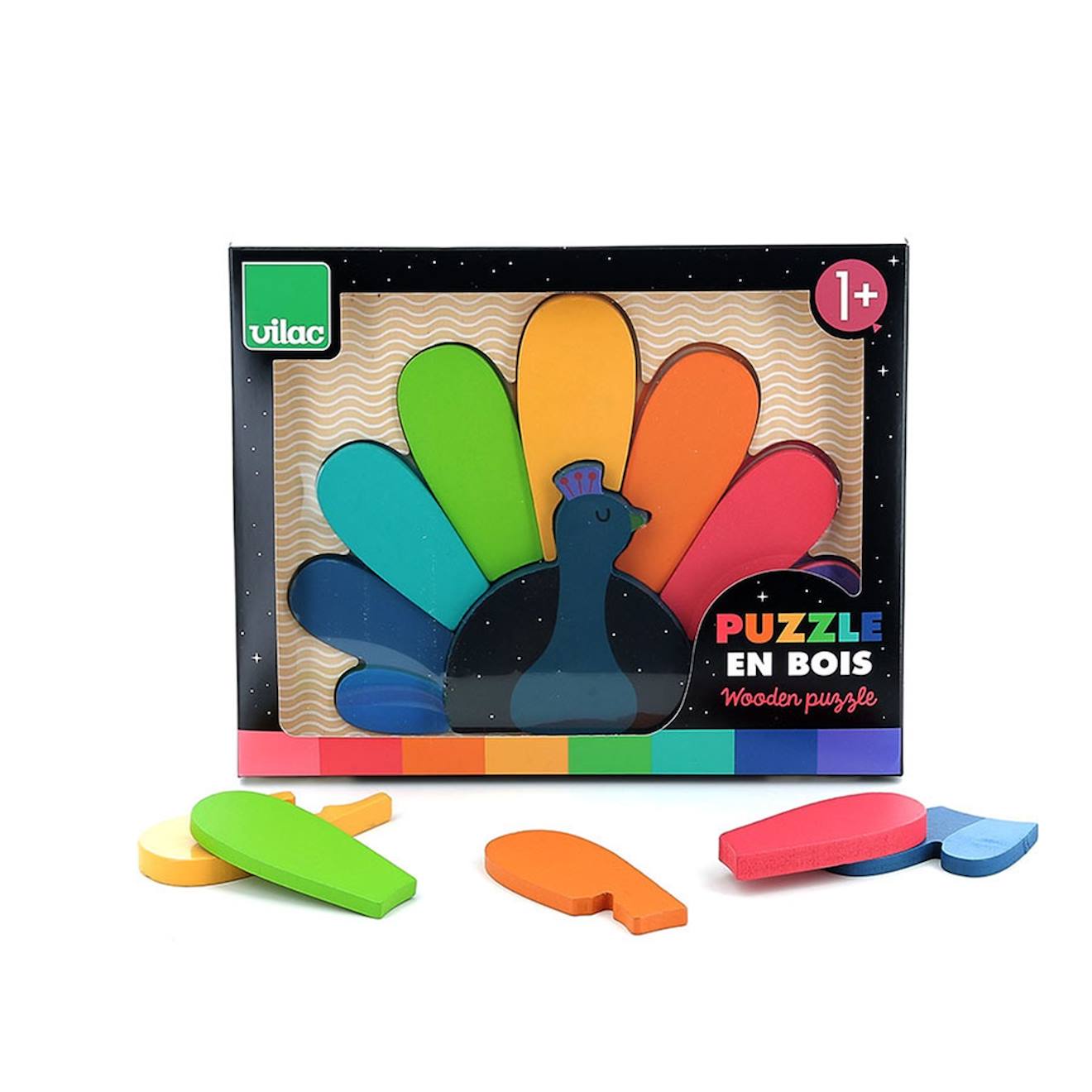 Puzzle encastrement paon andy westface bleu