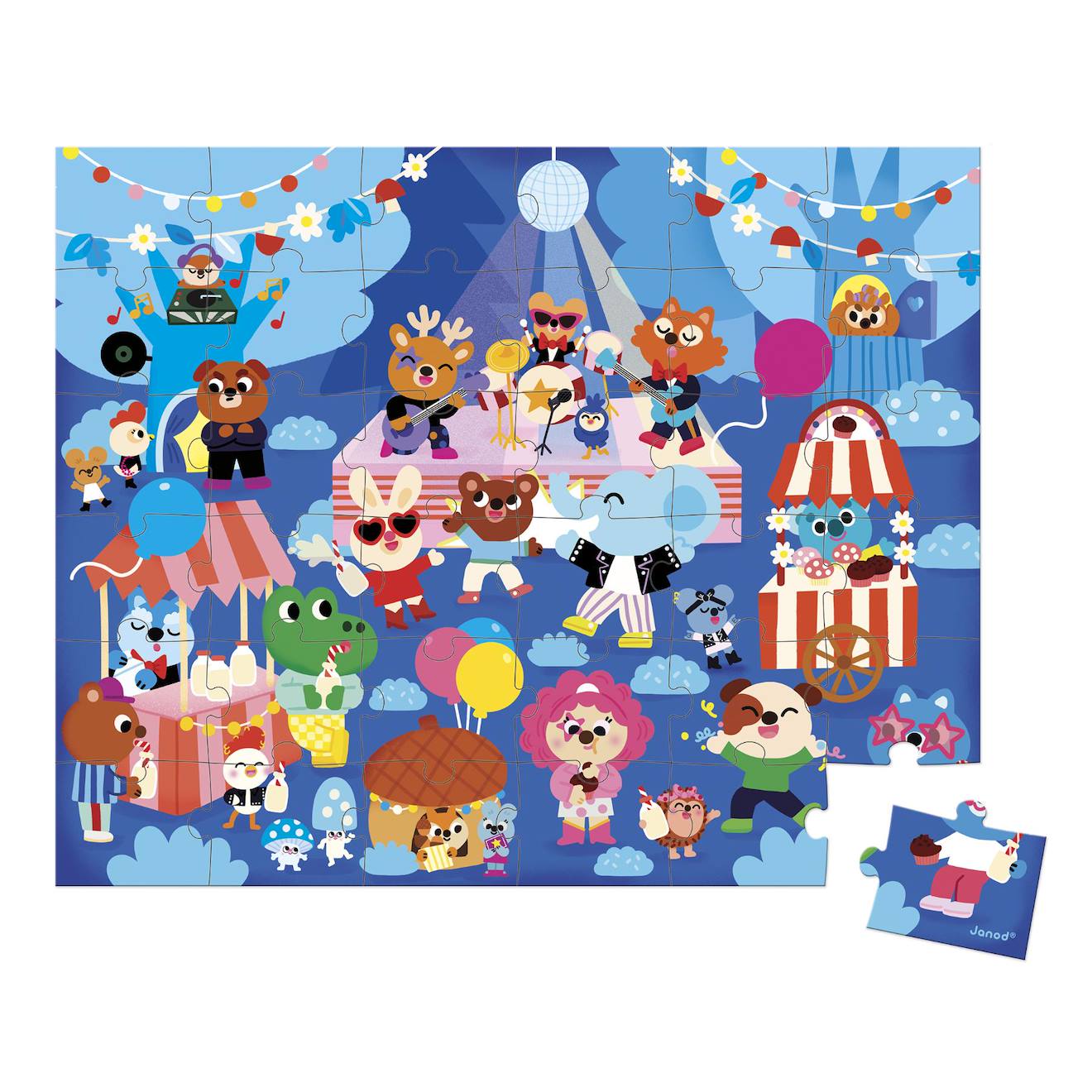 Puzzle enfant 36 pièces thème la fête multicolore