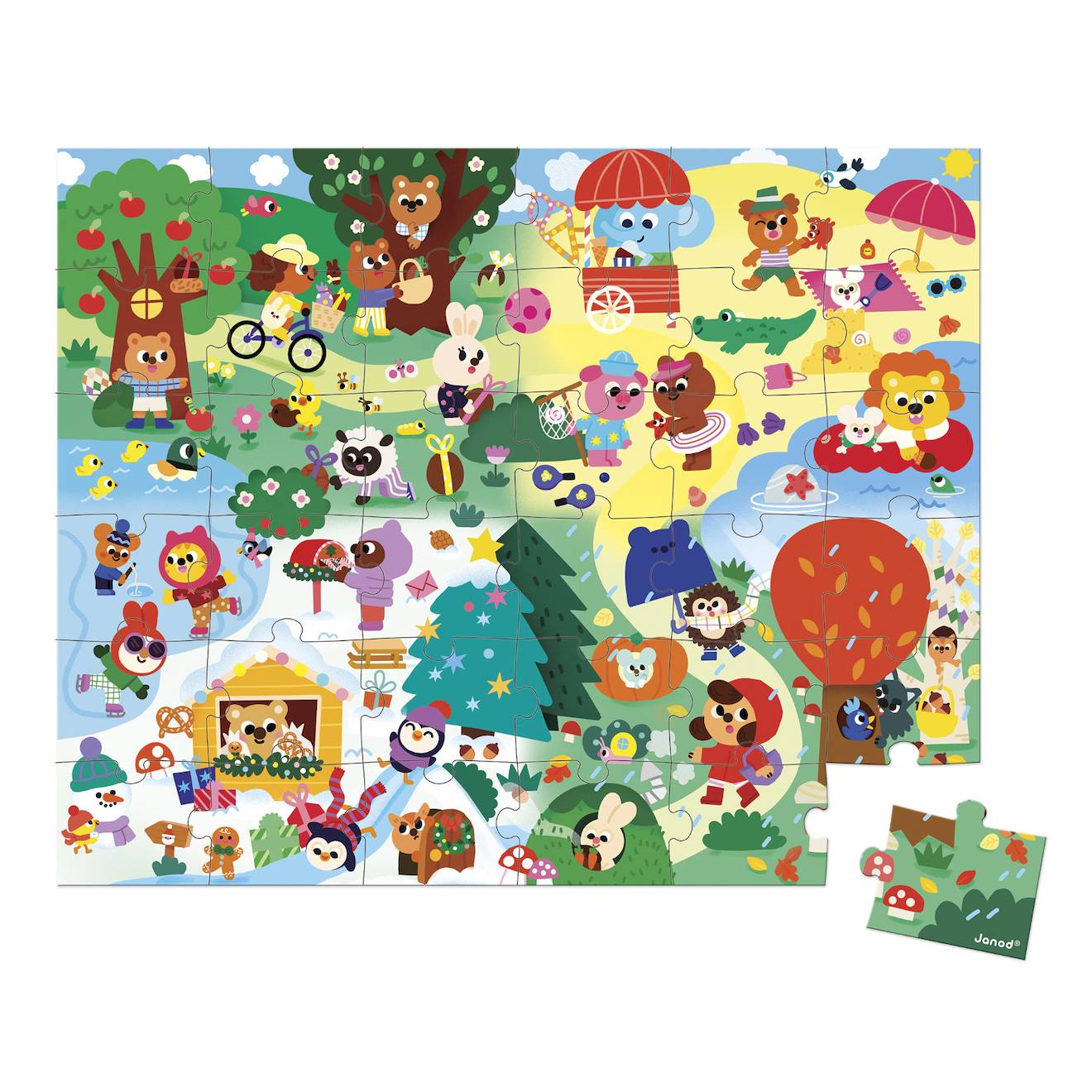 Puzzle enfant 36 pièces thème les 4 saisons multicolore