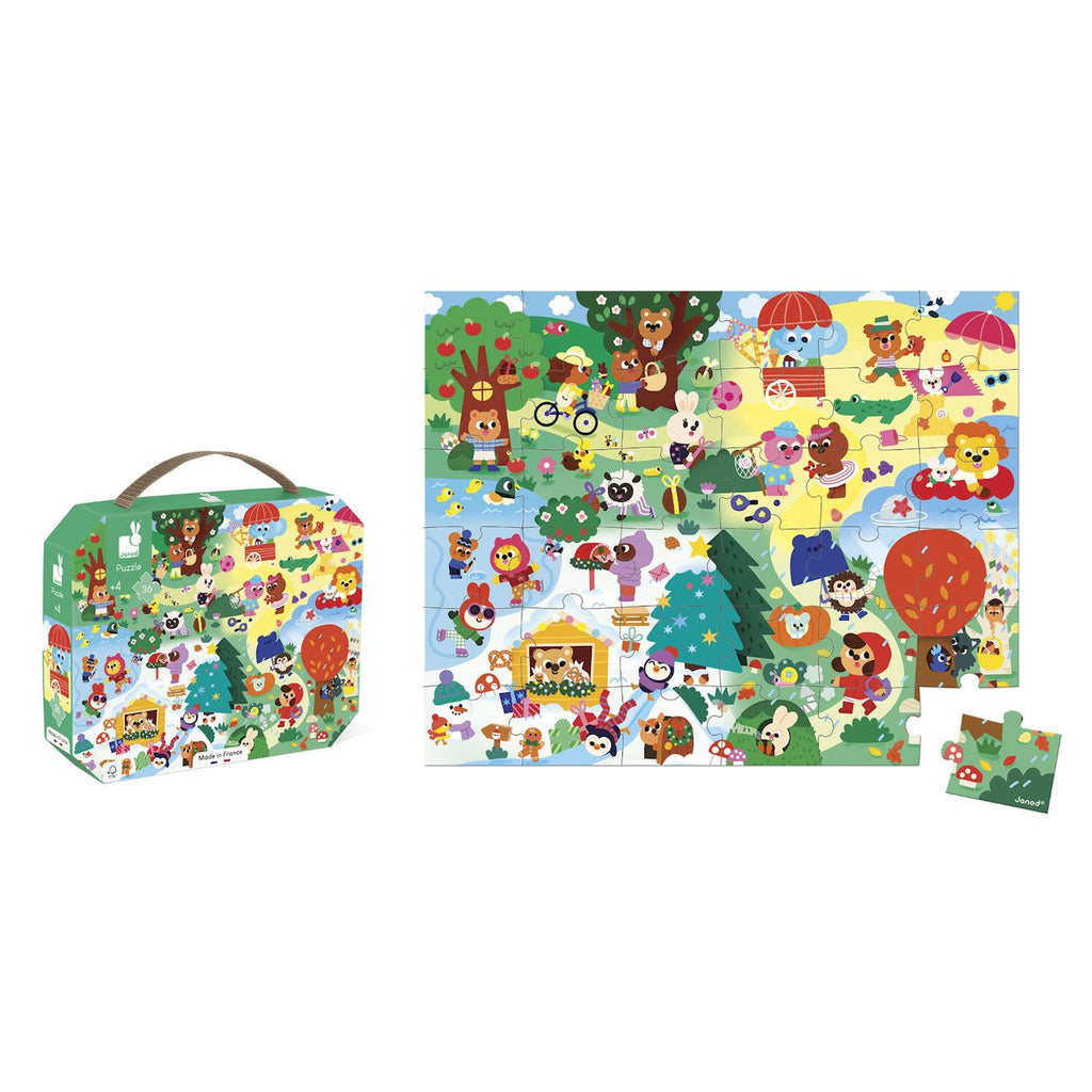 Puzzle enfant 36 pièces thème les 4 saisons multicolore