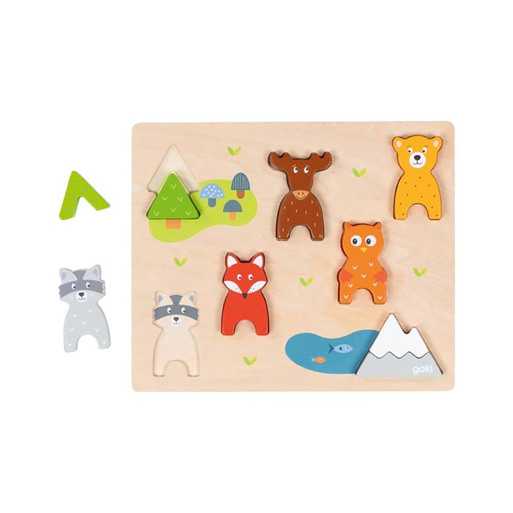 Puzzle et figurine animaux de la forêt multicolore