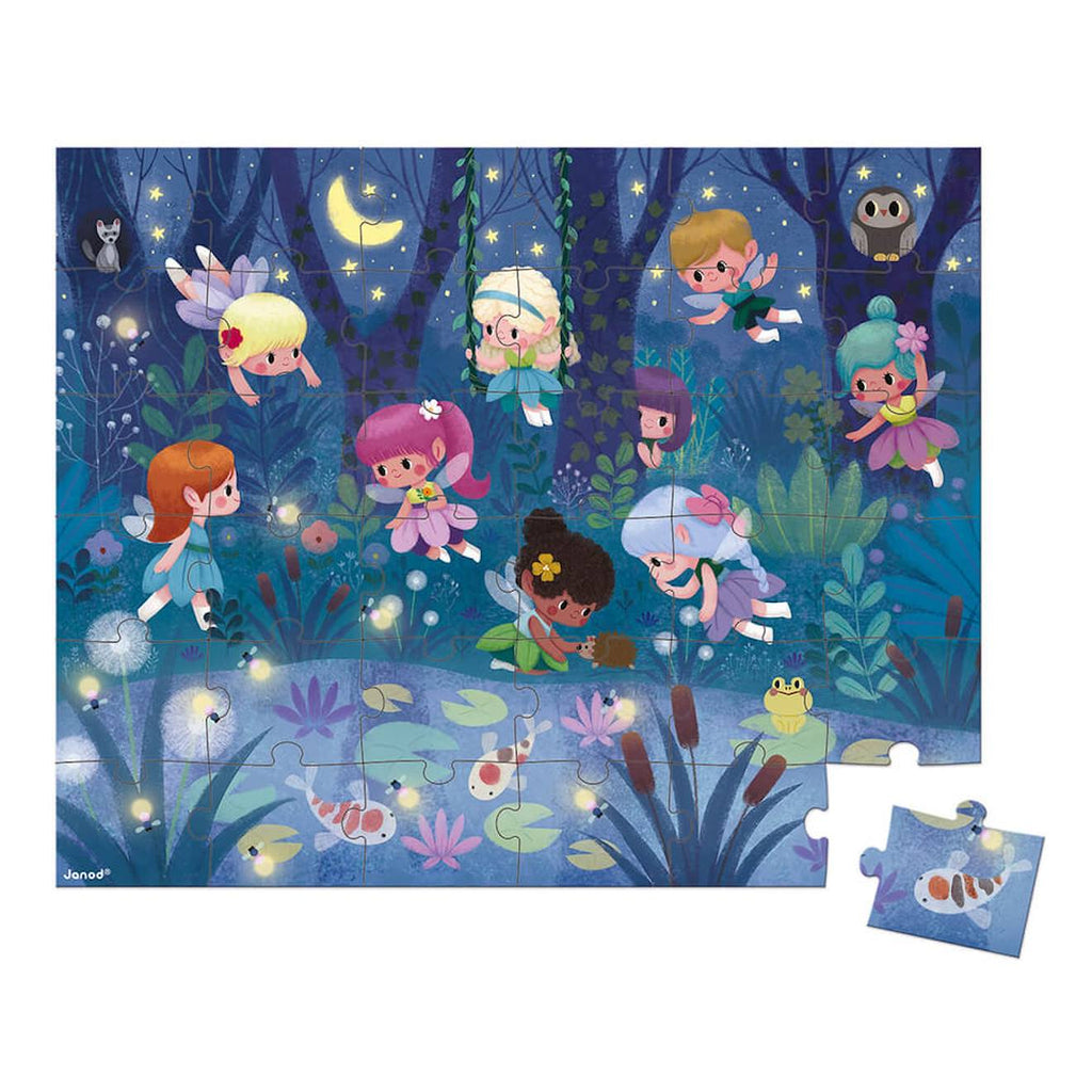 Puzzle fées et nénuphars 36 pièces violet
