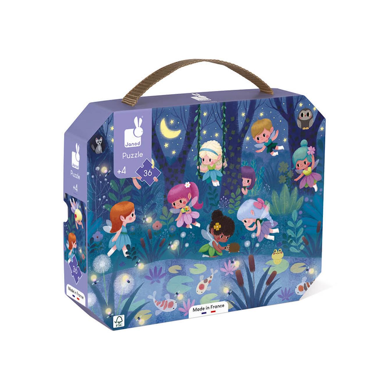 Puzzle fées et nénuphars 36 pièces violet