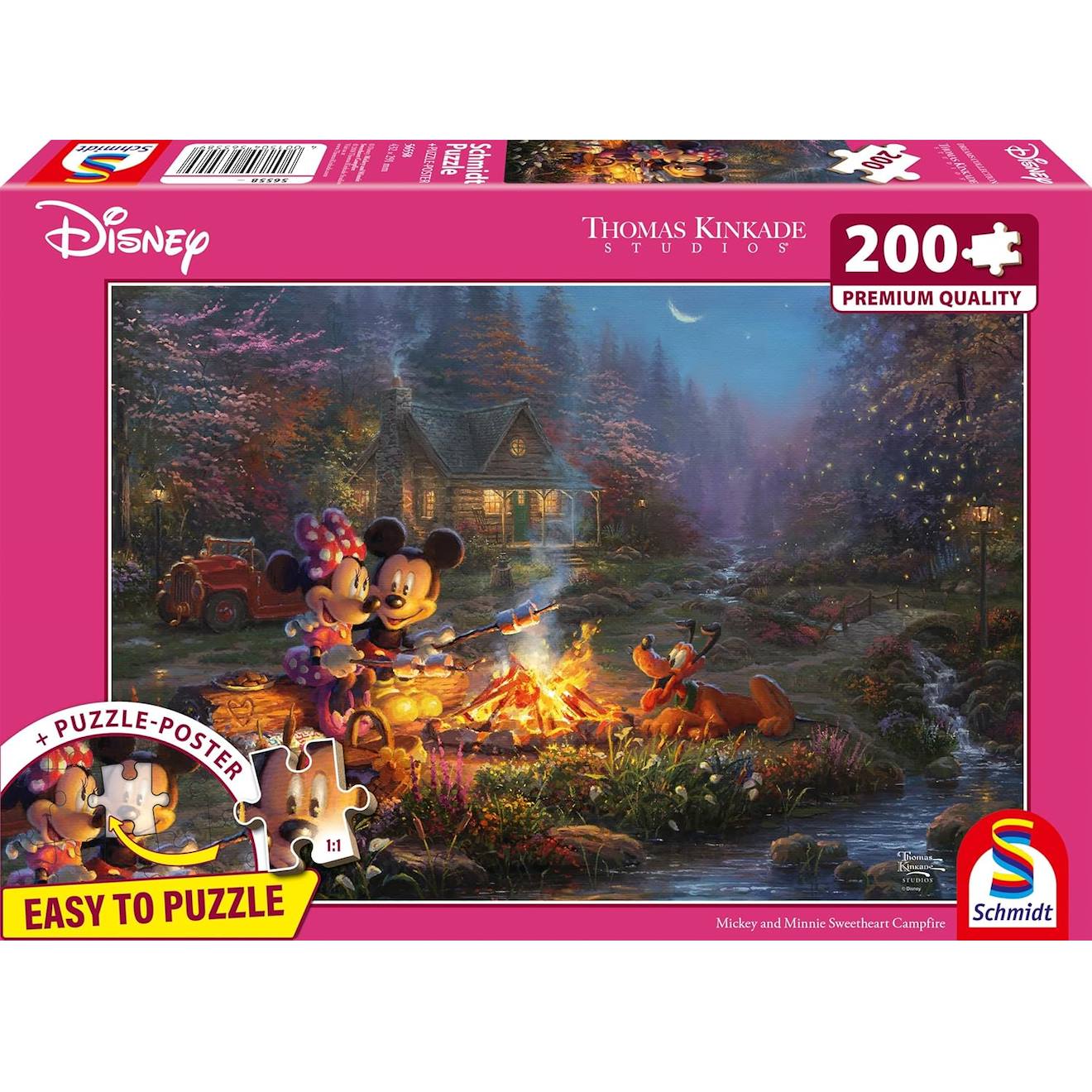 Puzzle feu de camp Mickey et Minnie 200 pièces rose