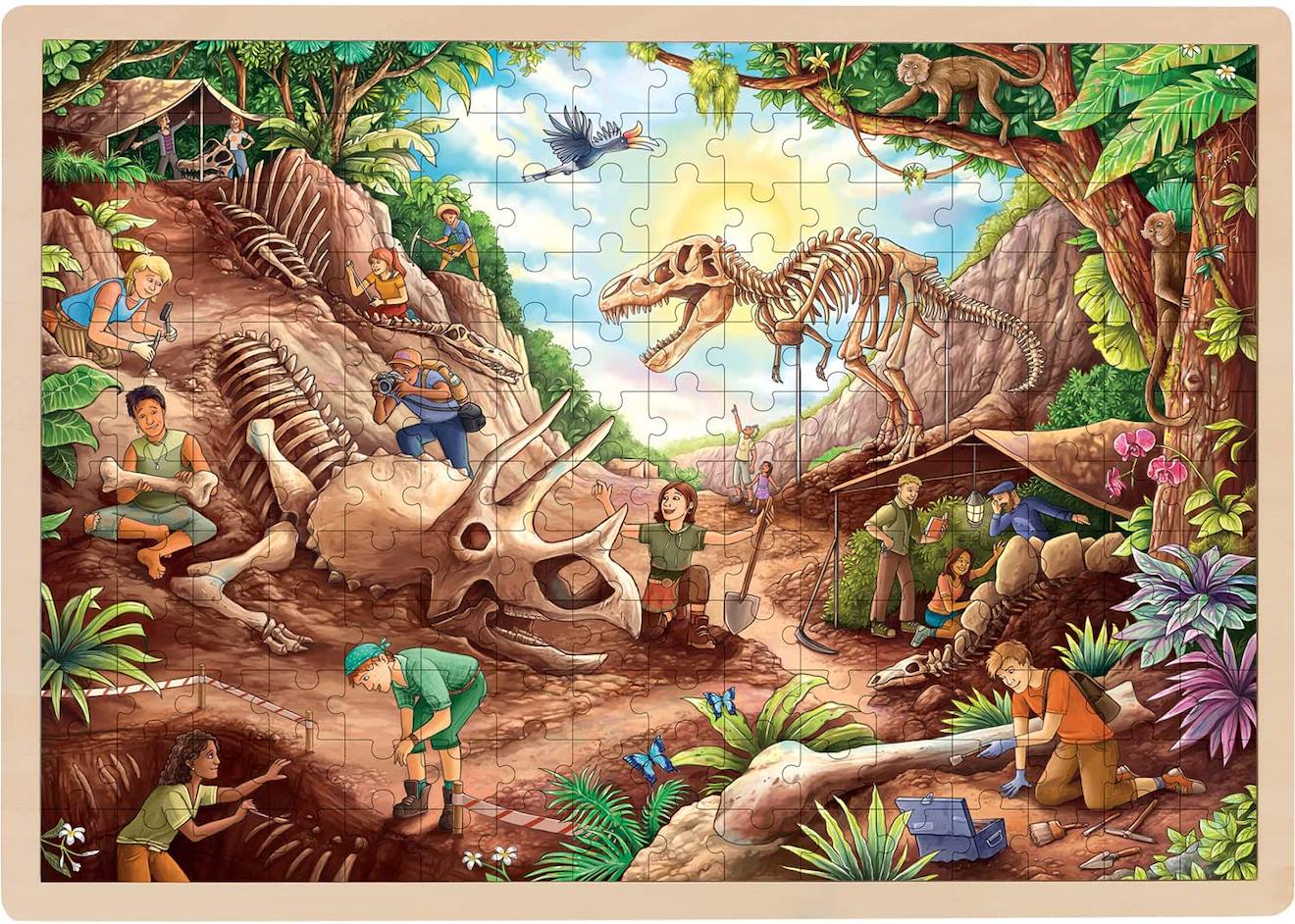 Puzzle fouille dinosaures beige