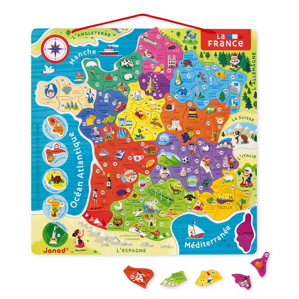 Puzzle france magnétique 93 pièces multicolore