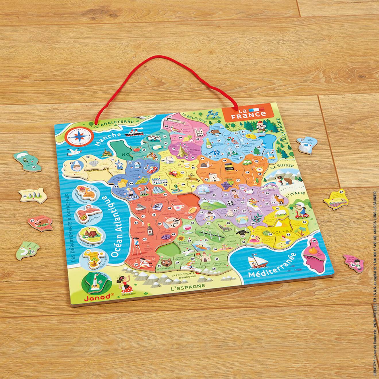 Puzzle france magnétique 93 pièces multicolore