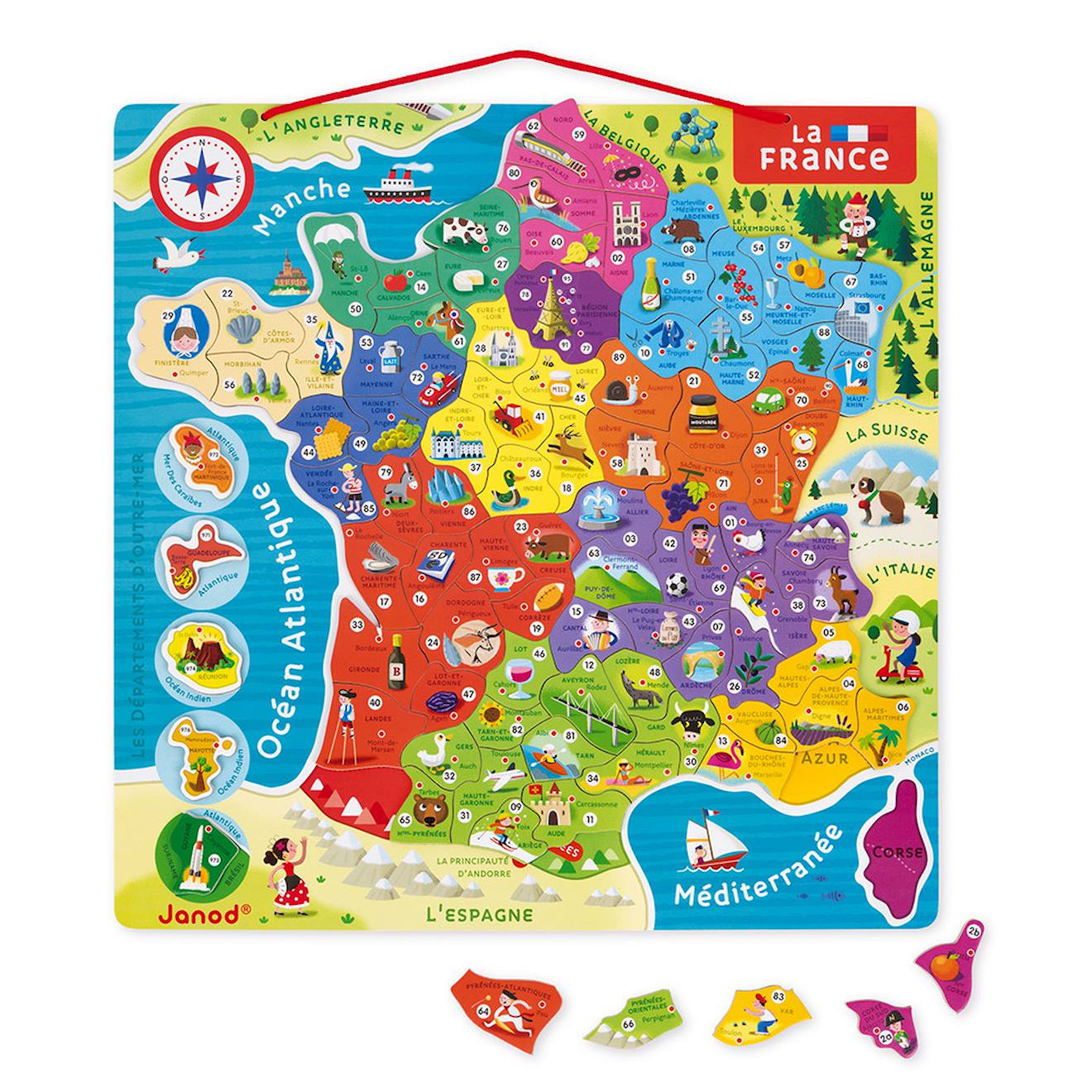 Puzzle france magnétique 93 pièces multicolore