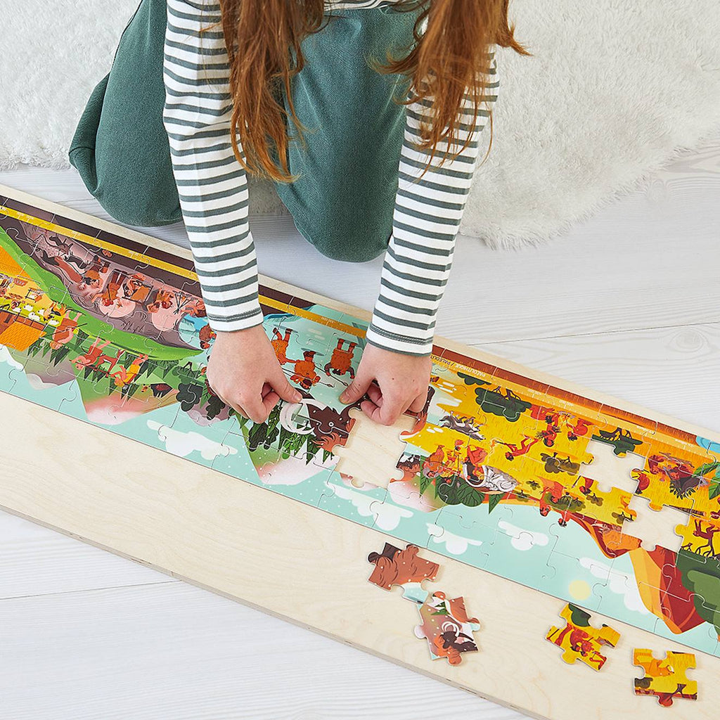Puzzle frise la préhistoire 100 pièces multicolore
