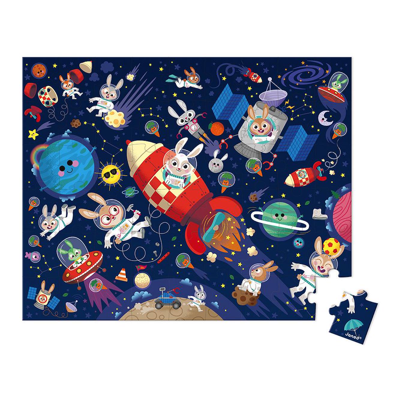 Puzzle fusée 54 pièces bleu