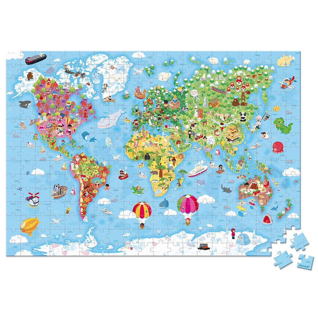 Puzzle géant du monde 300 pièces jaune