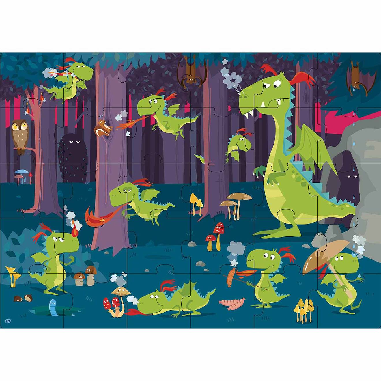 Puzzle géant & livré - la forêt des dragons vert
