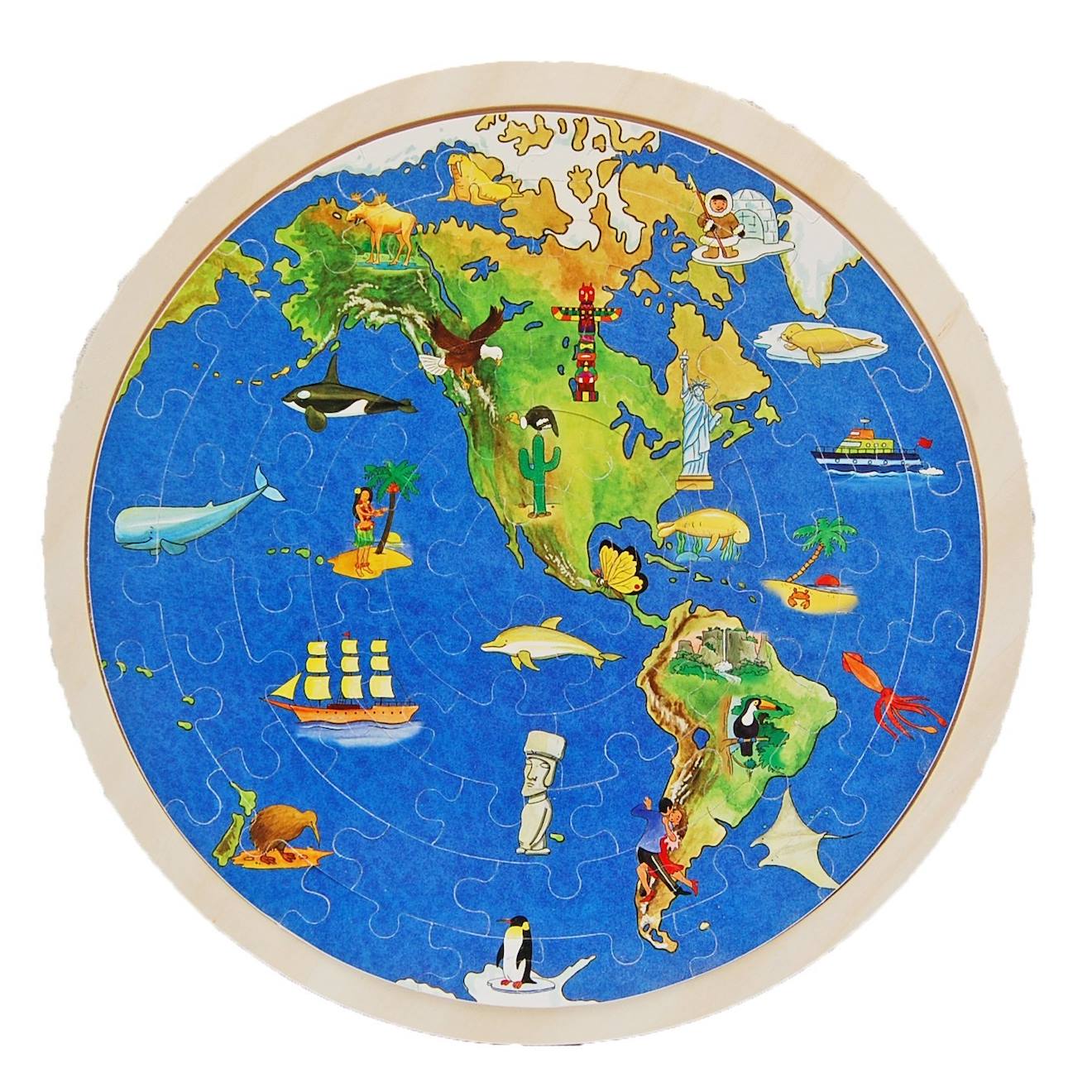 Puzzle globe terrestre bleu