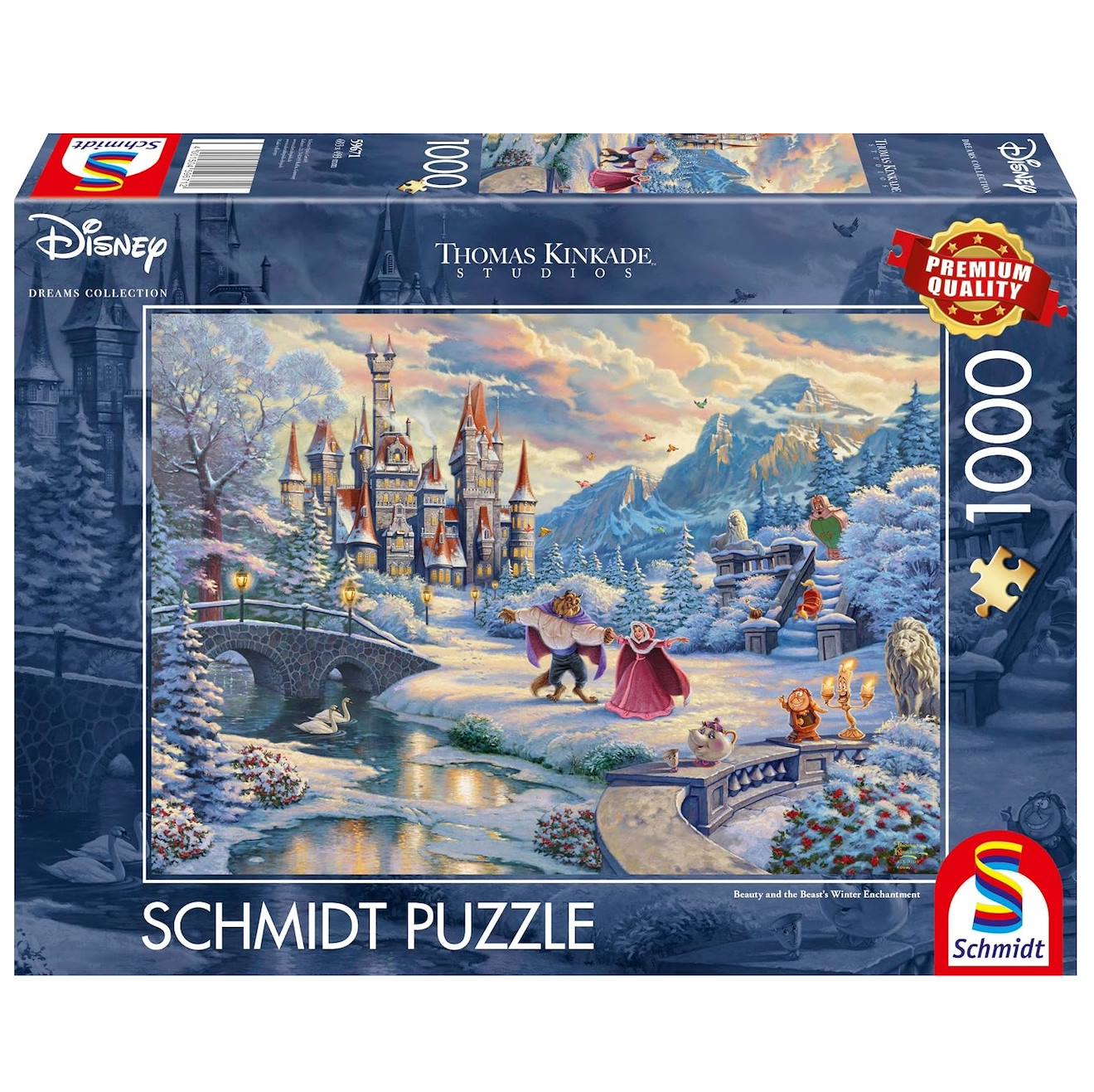 Puzzle la belle et la bête en hiver 1000 pièces bleu