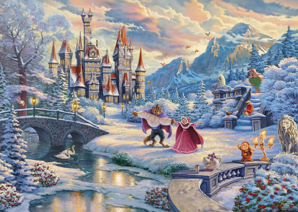 Puzzle la belle et la bête en hiver 1000 pièces bleu