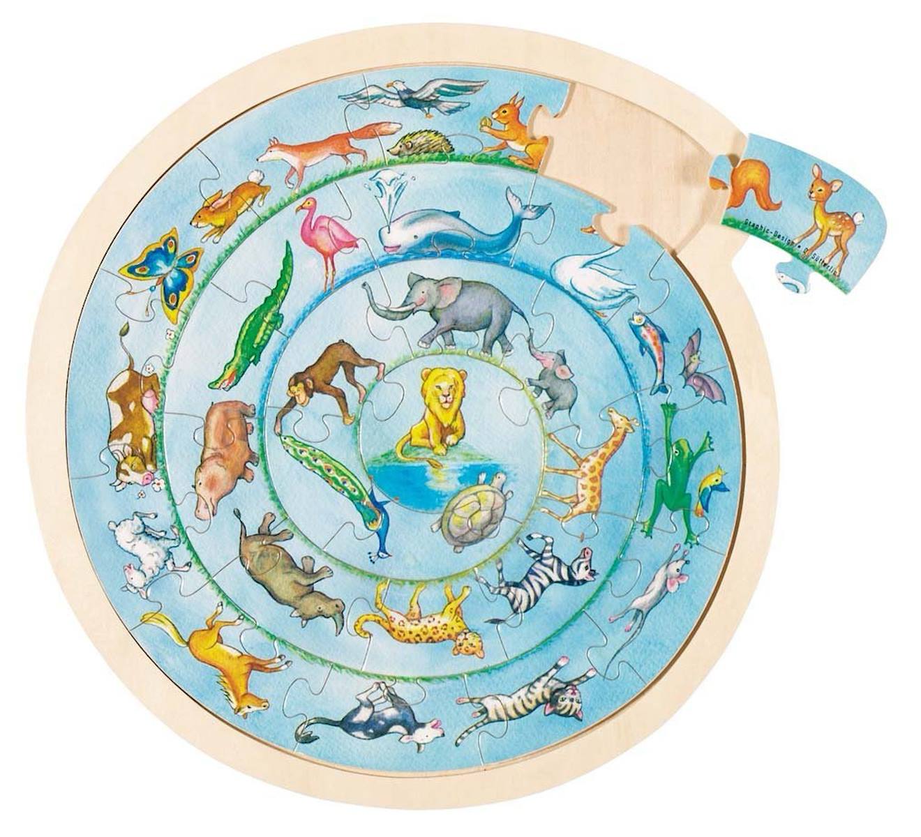 Puzzle la ronde des animaux bleu