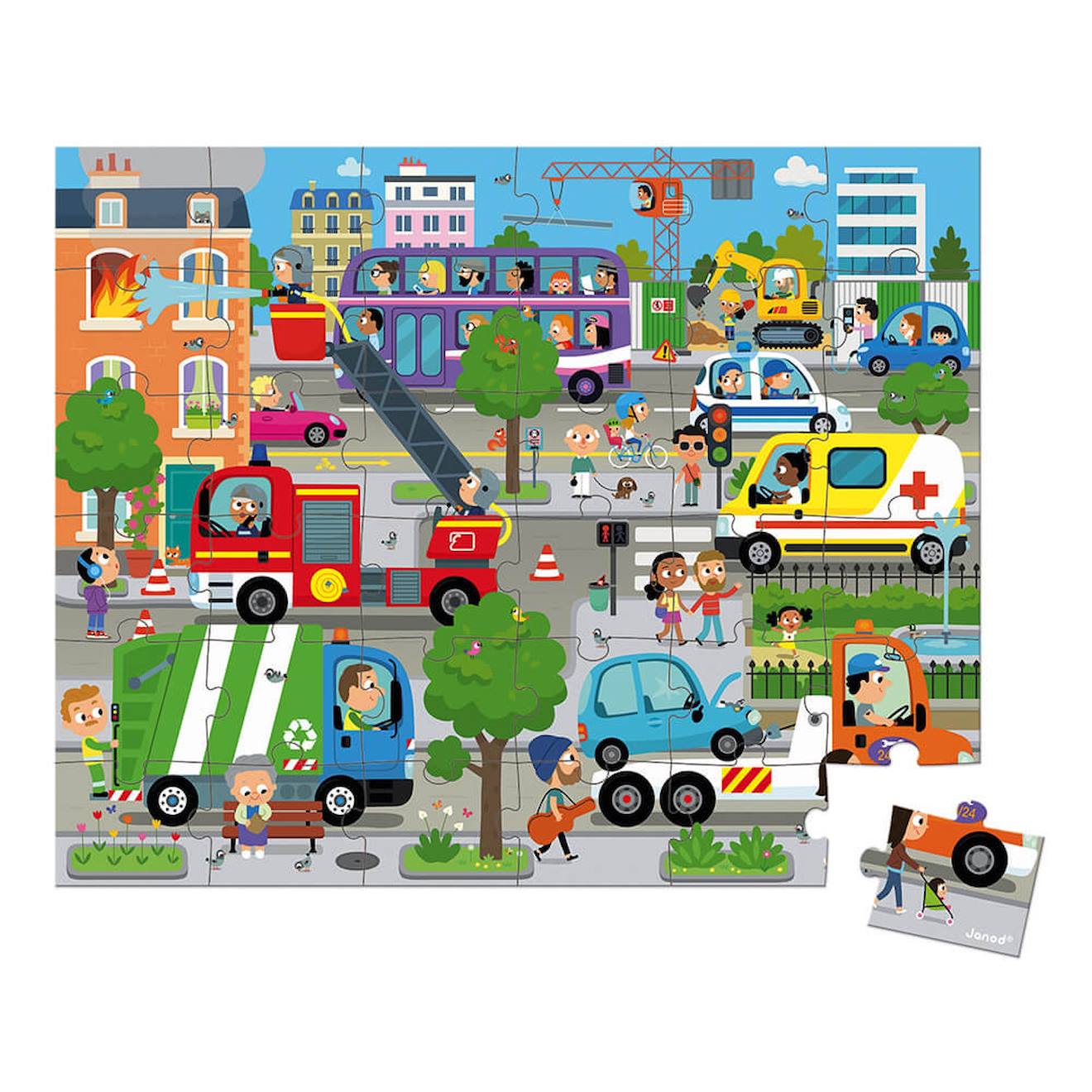 Puzzle la ville, 36 pièces bleu