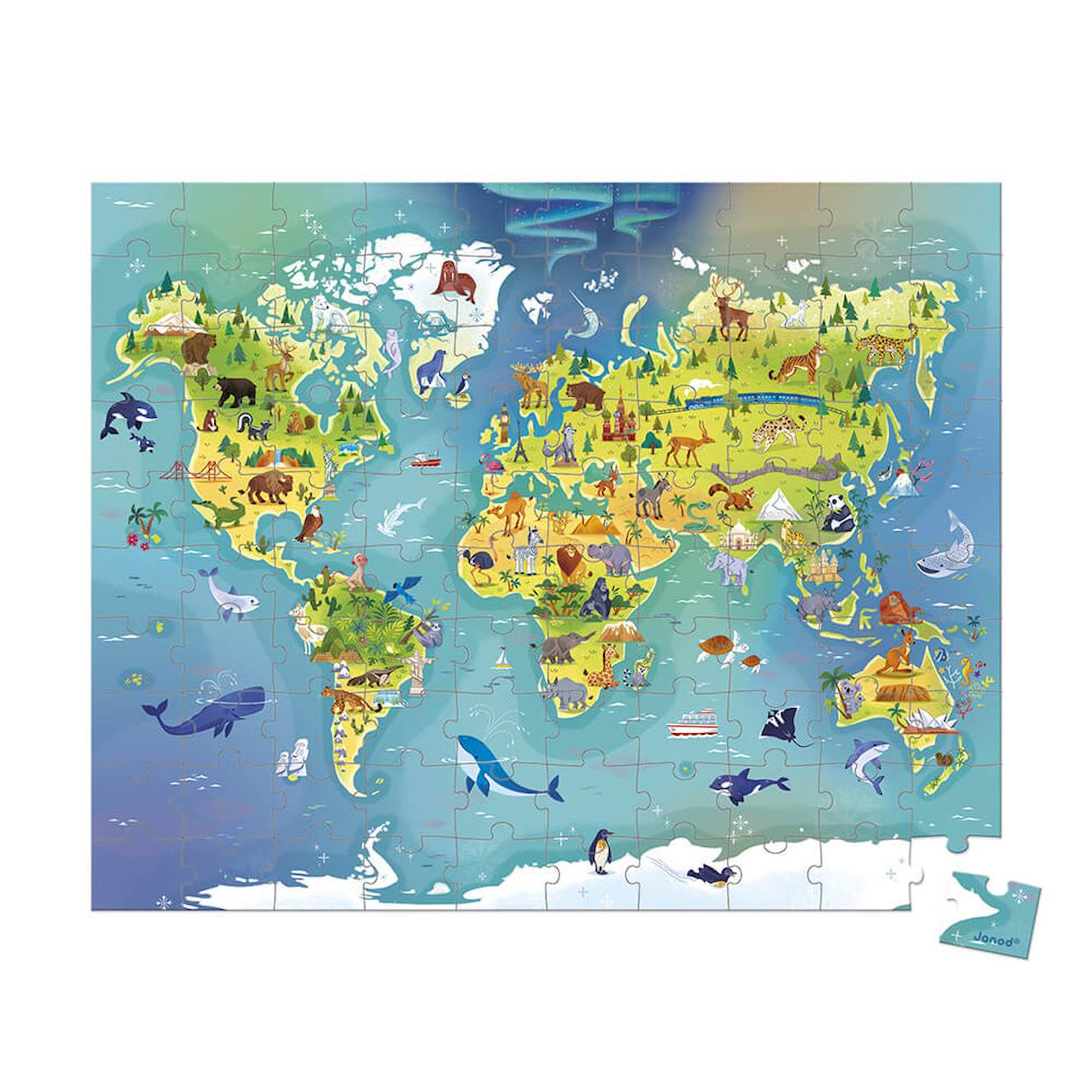 Puzzle le monde 100 pièces multicolore