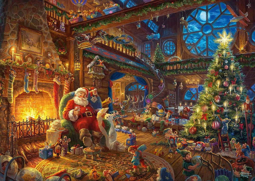 Puzzle le père noël et ses lutins 1000 pièces bleu