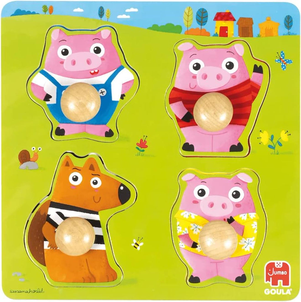 Puzzle les 3 petits cochons vert
