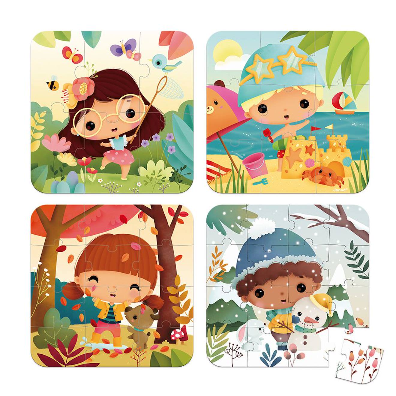 Puzzle les 4 saisons 6 à 16 pièces multicolore