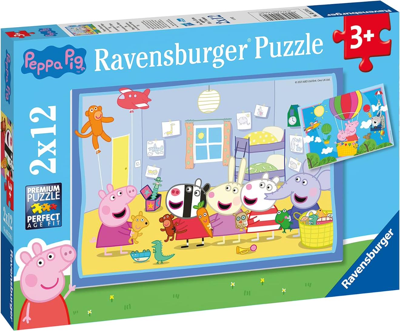 Puzzle les aventures de Peppa Pig 2x12 pièces bleu