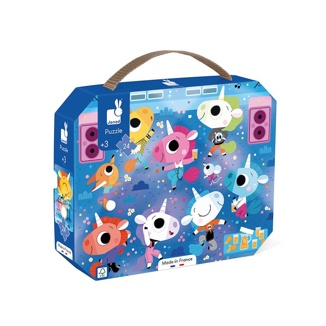 Puzzle les licornes 24 pièces bleu
