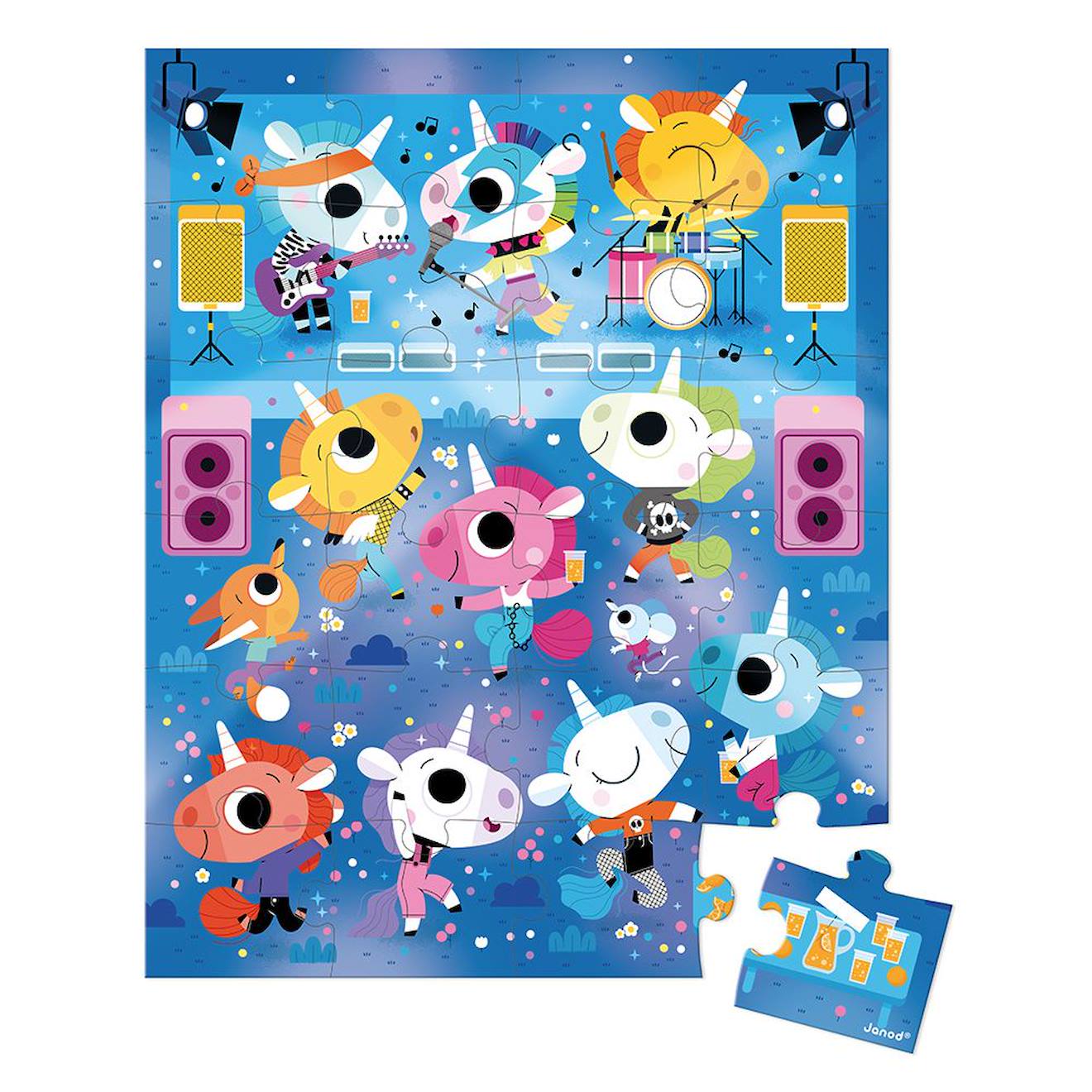 Puzzle les licornes 24 pièces bleu
