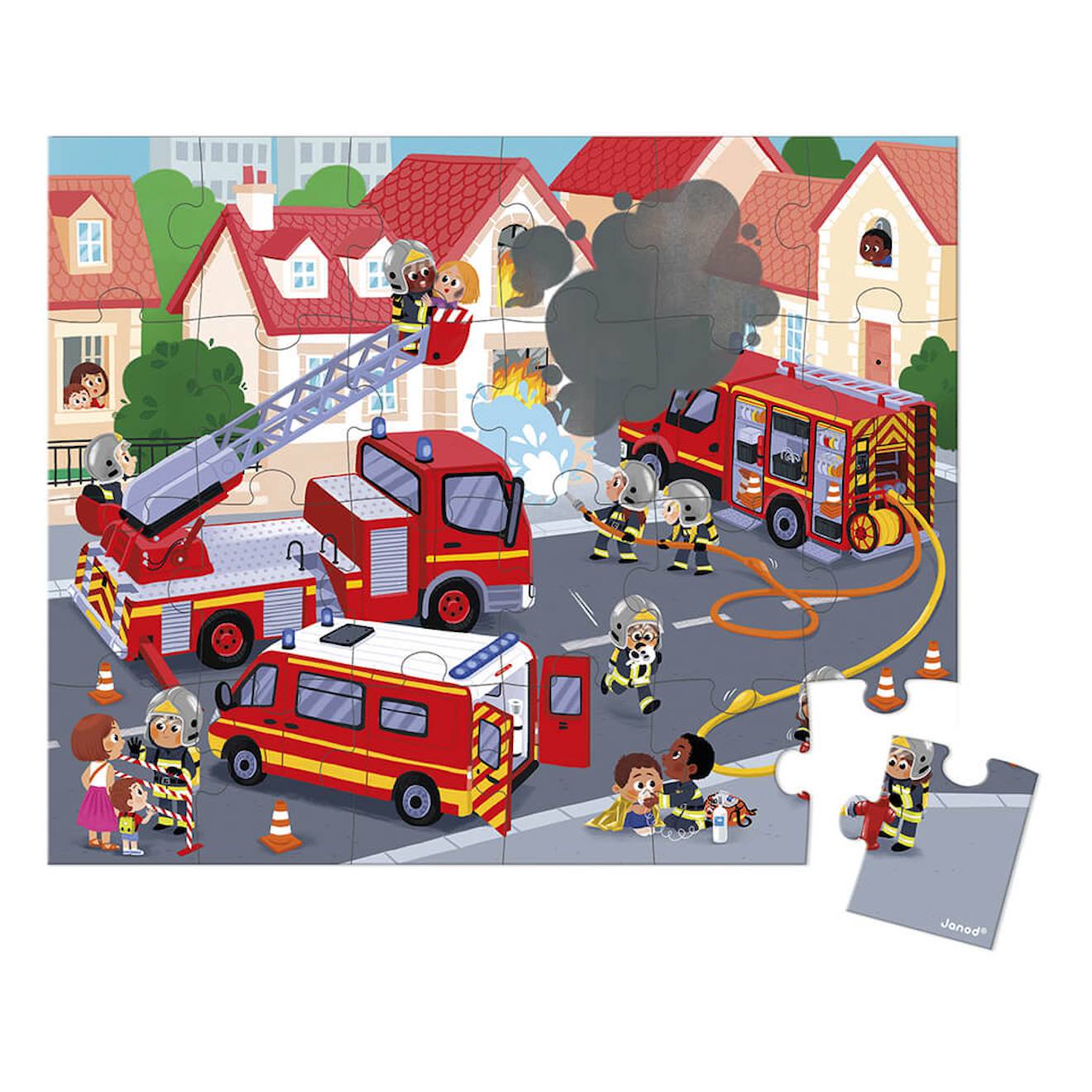 Puzzle les pompiers 24 pièces rouge