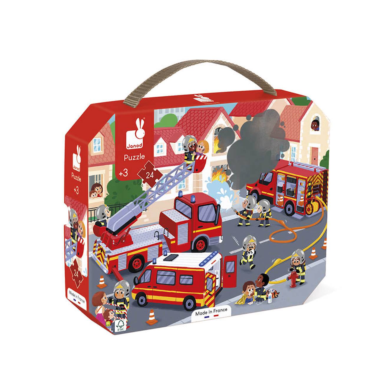 Puzzle les pompiers 24 pièces rouge