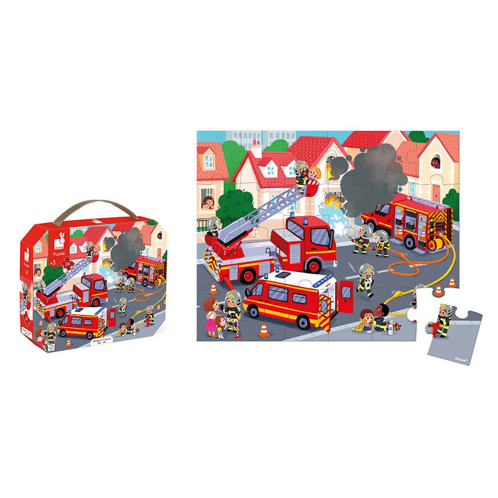 Puzzle les pompiers 24 pièces rouge