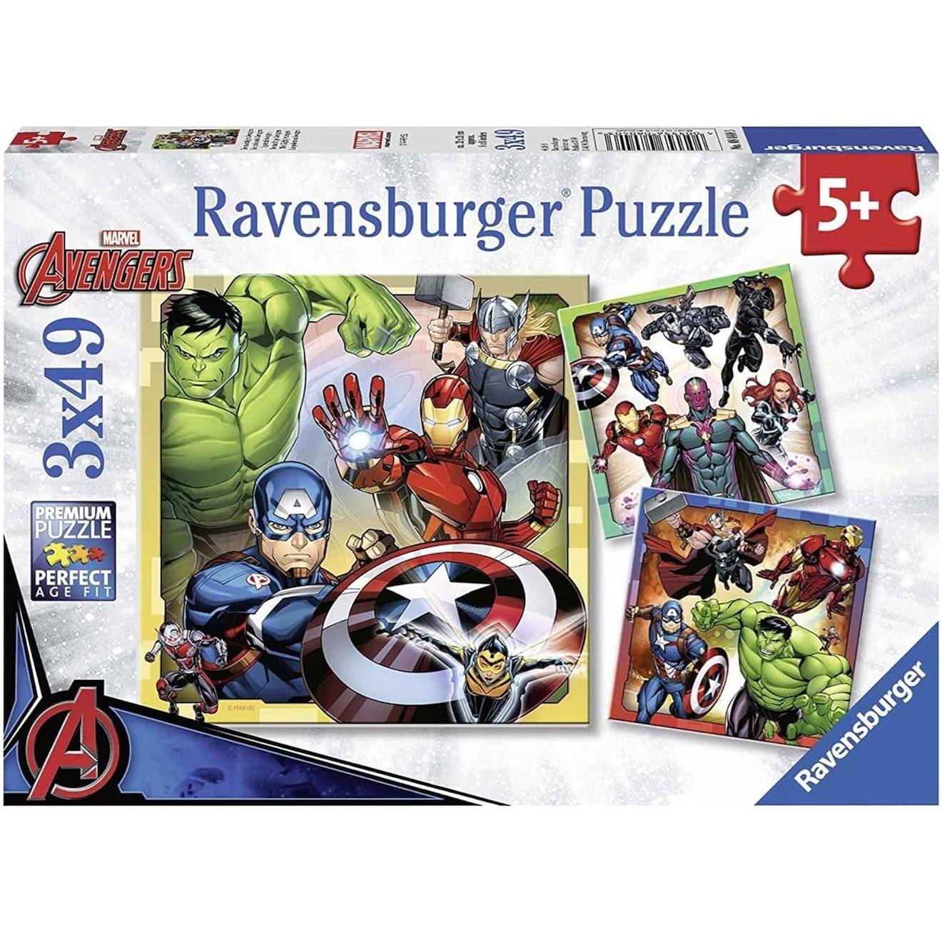 Puzzle les puissants Avengers 3x49 pièces bleu