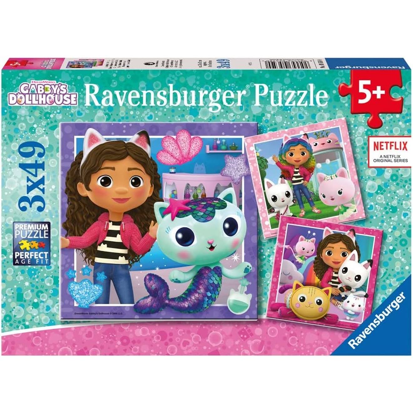 Puzzle l'heure de jouer avec Gabby 3x49 pièces rose