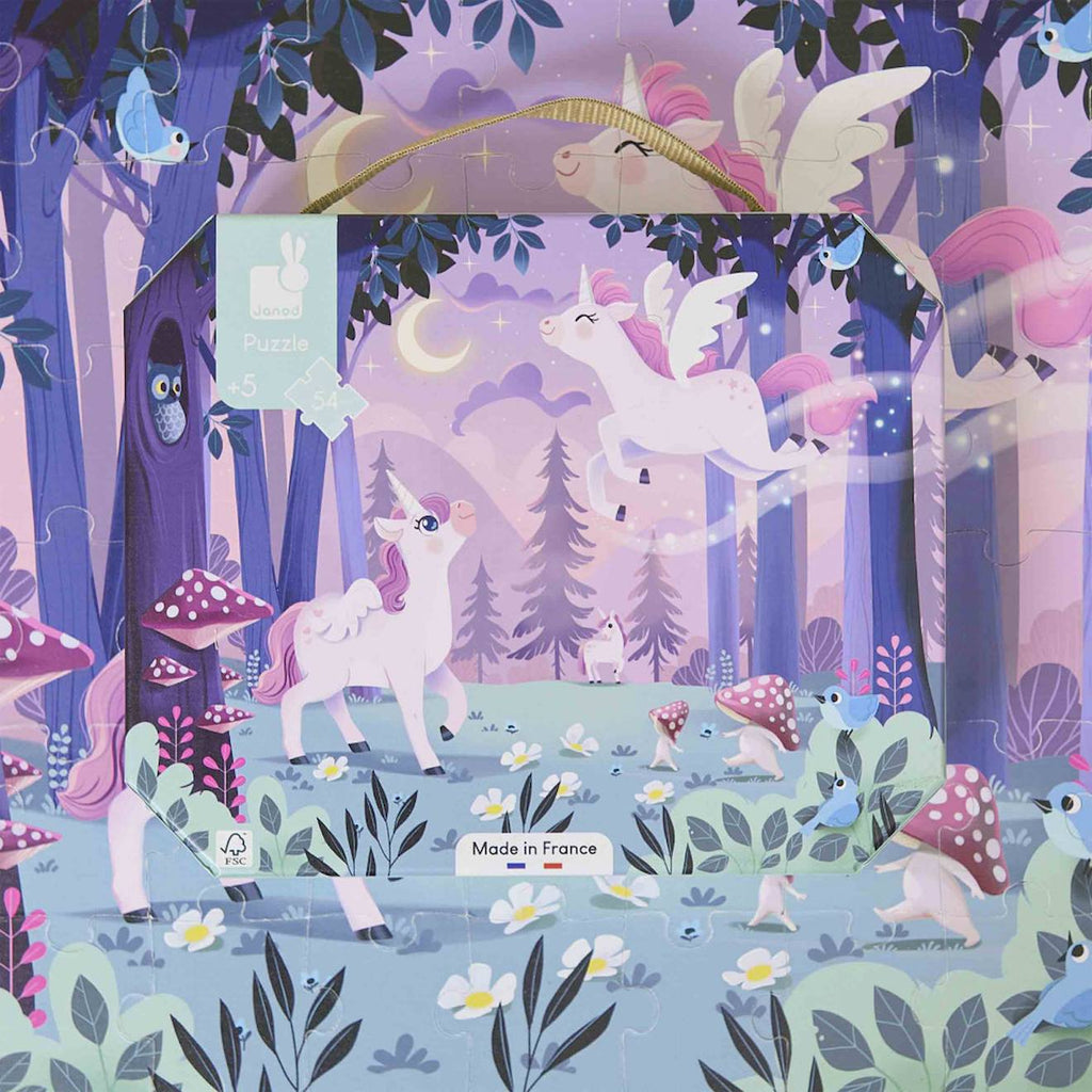 Puzzle licornes 54 pièces violet