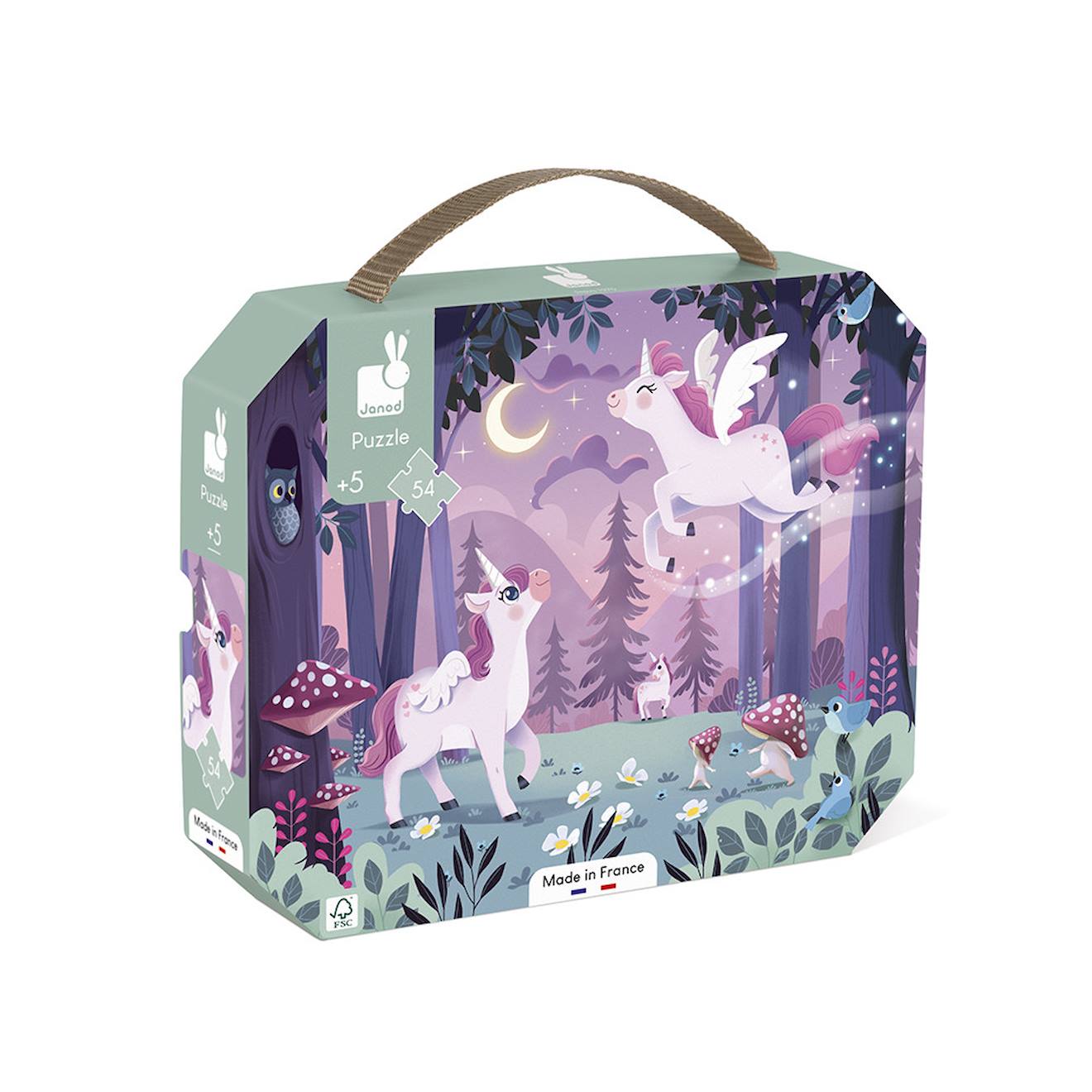 Puzzle licornes 54 pièces violet