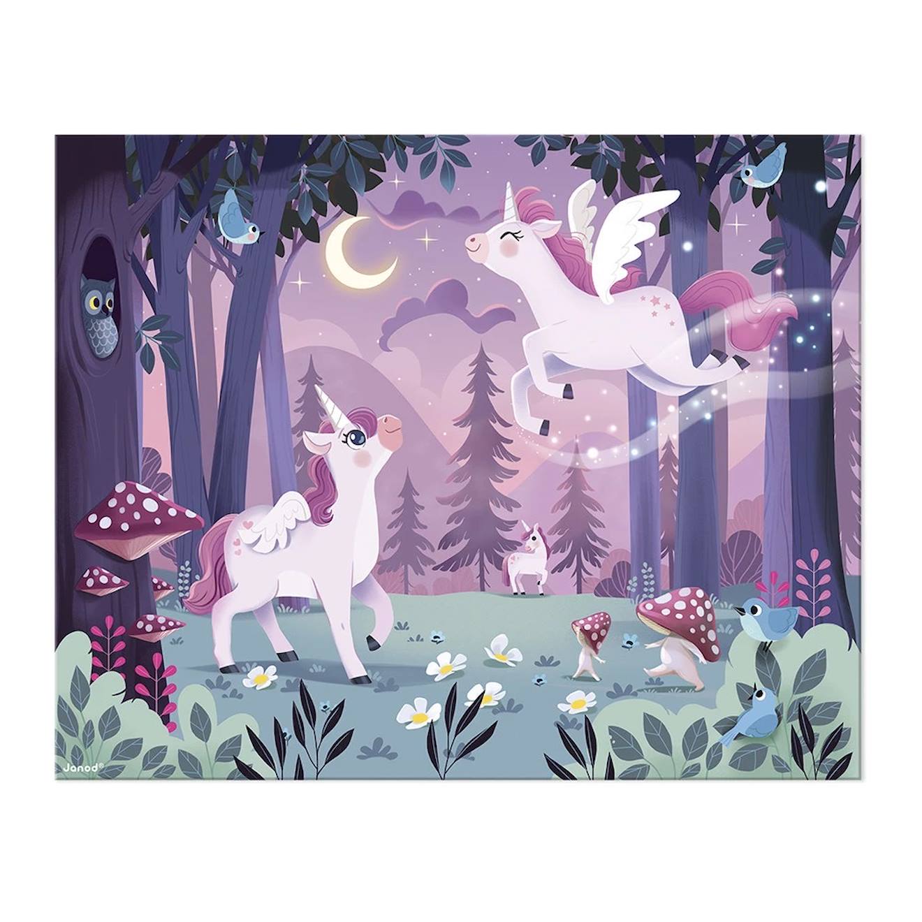 Puzzle licornes 54 pièces violet