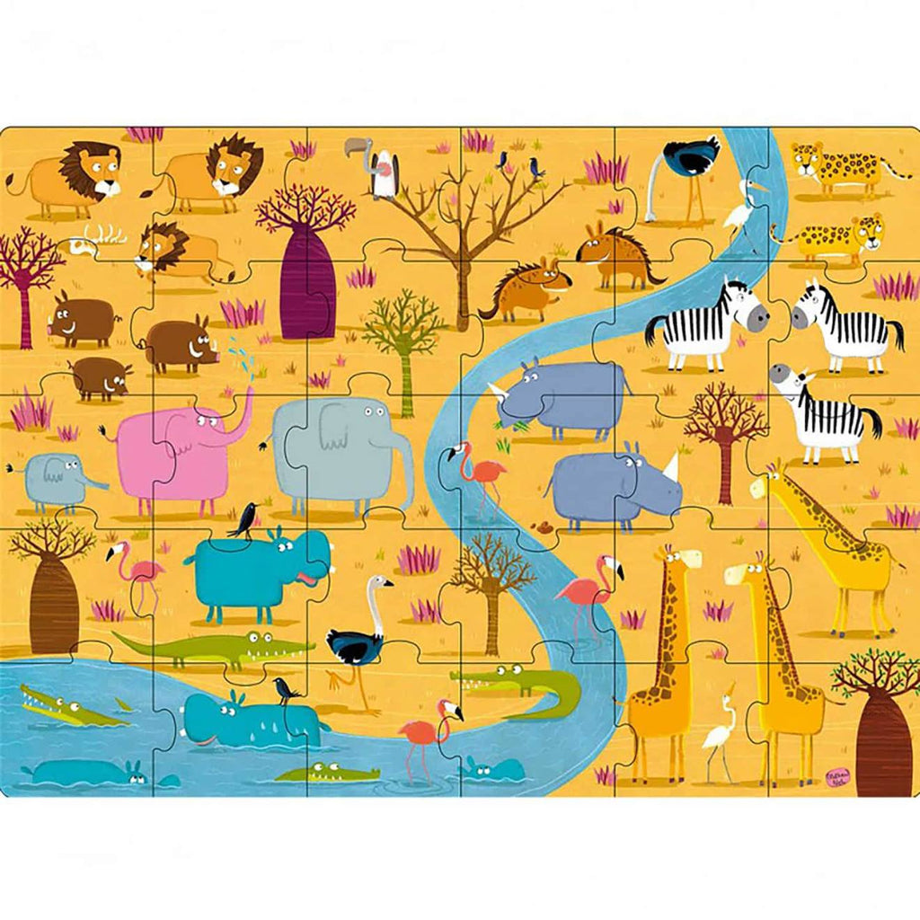 Puzzle & livré - les animaux d'afrique jaune