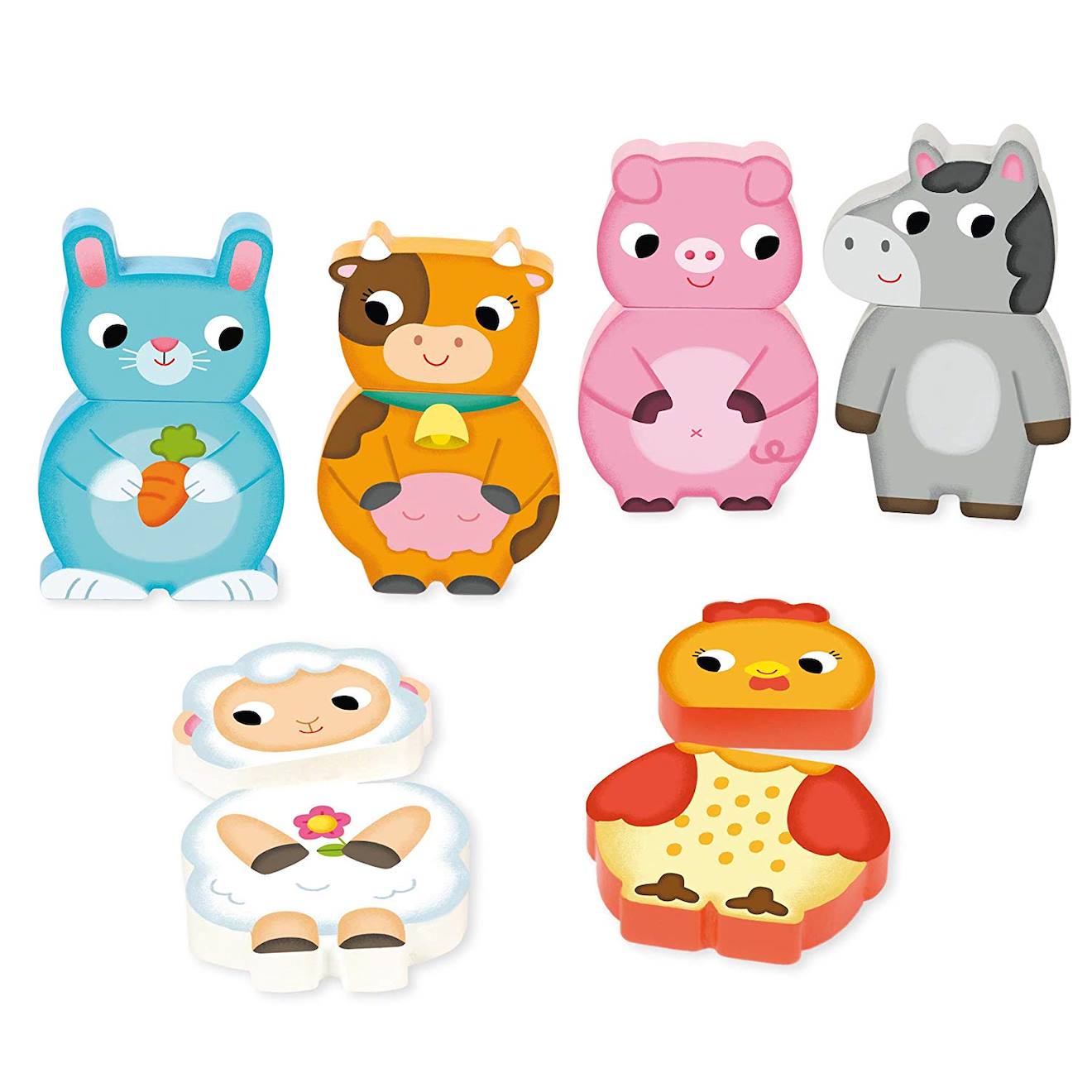 Puzzle magnétique animaux de la ferme beige