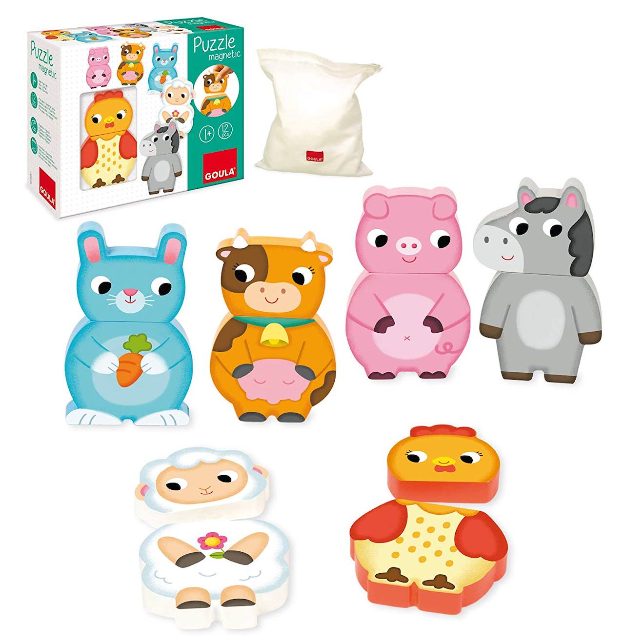 Puzzle magnétique animaux de la ferme beige