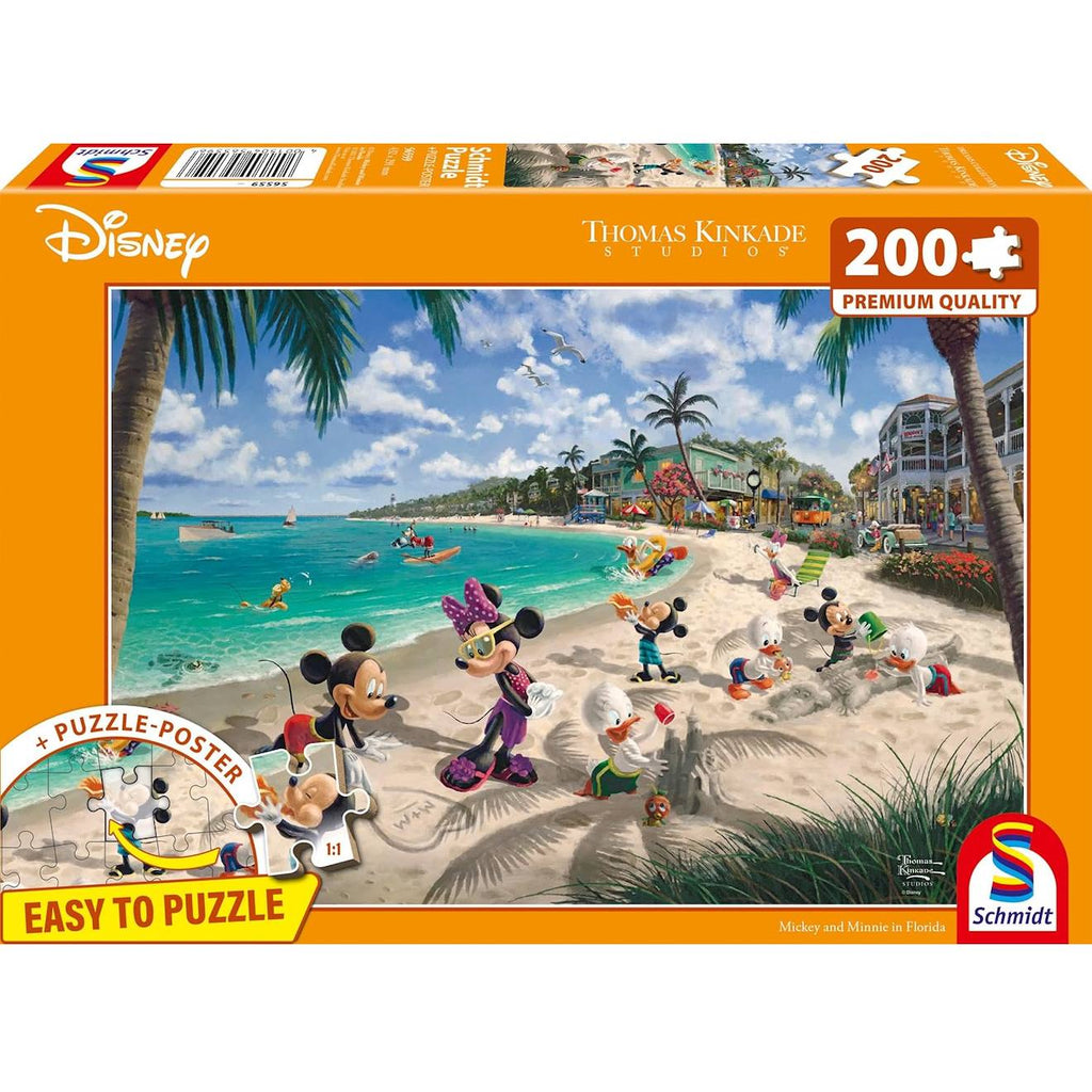 Puzzle Mickey et Minnie en floride 200 pièces orange