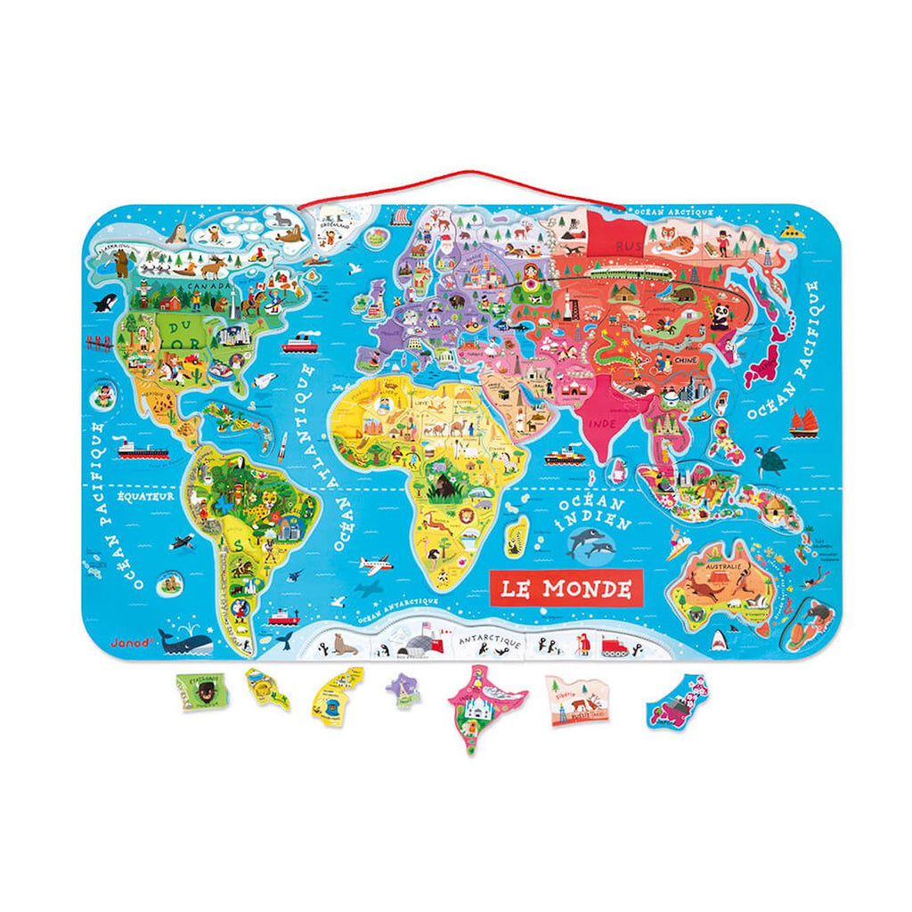 Puzzle monde magnétique 92 pièces multicolore