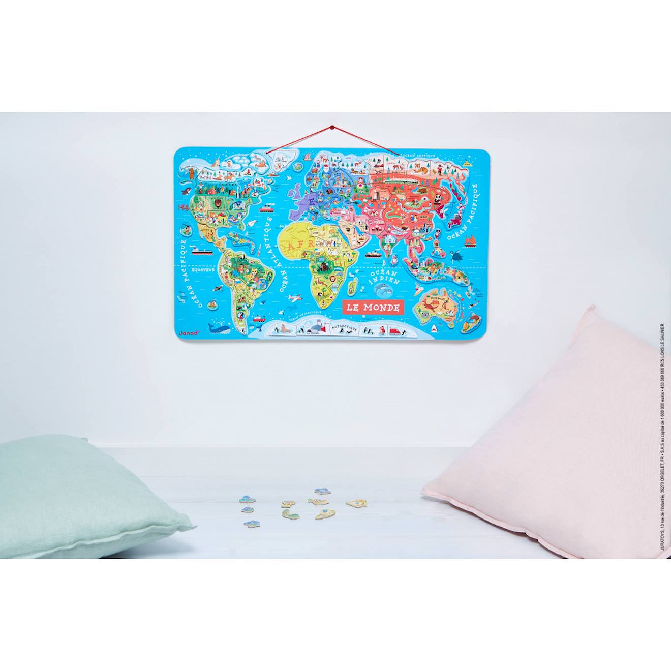 Puzzle monde magnétique 92 pièces multicolore