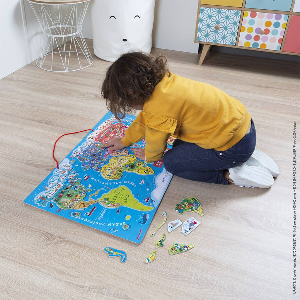 Puzzle monde magnétique 92 pièces multicolore