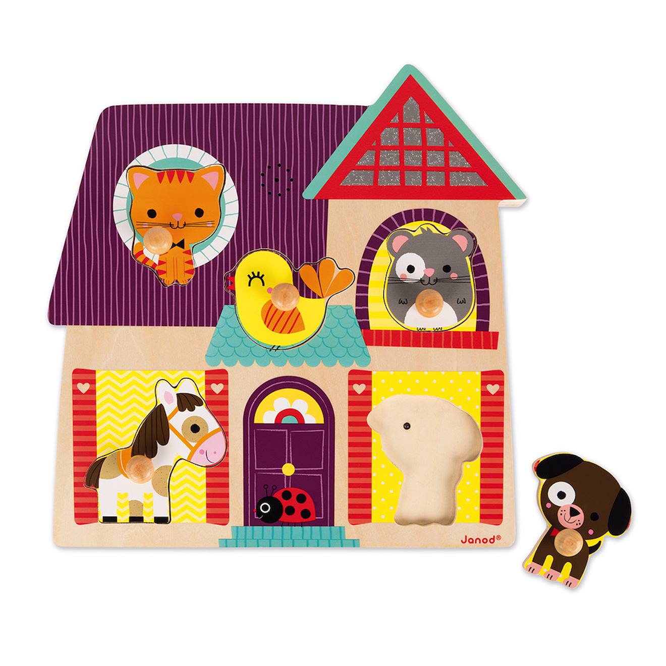 Puzzle musical compagnons 5 pièces multicolore