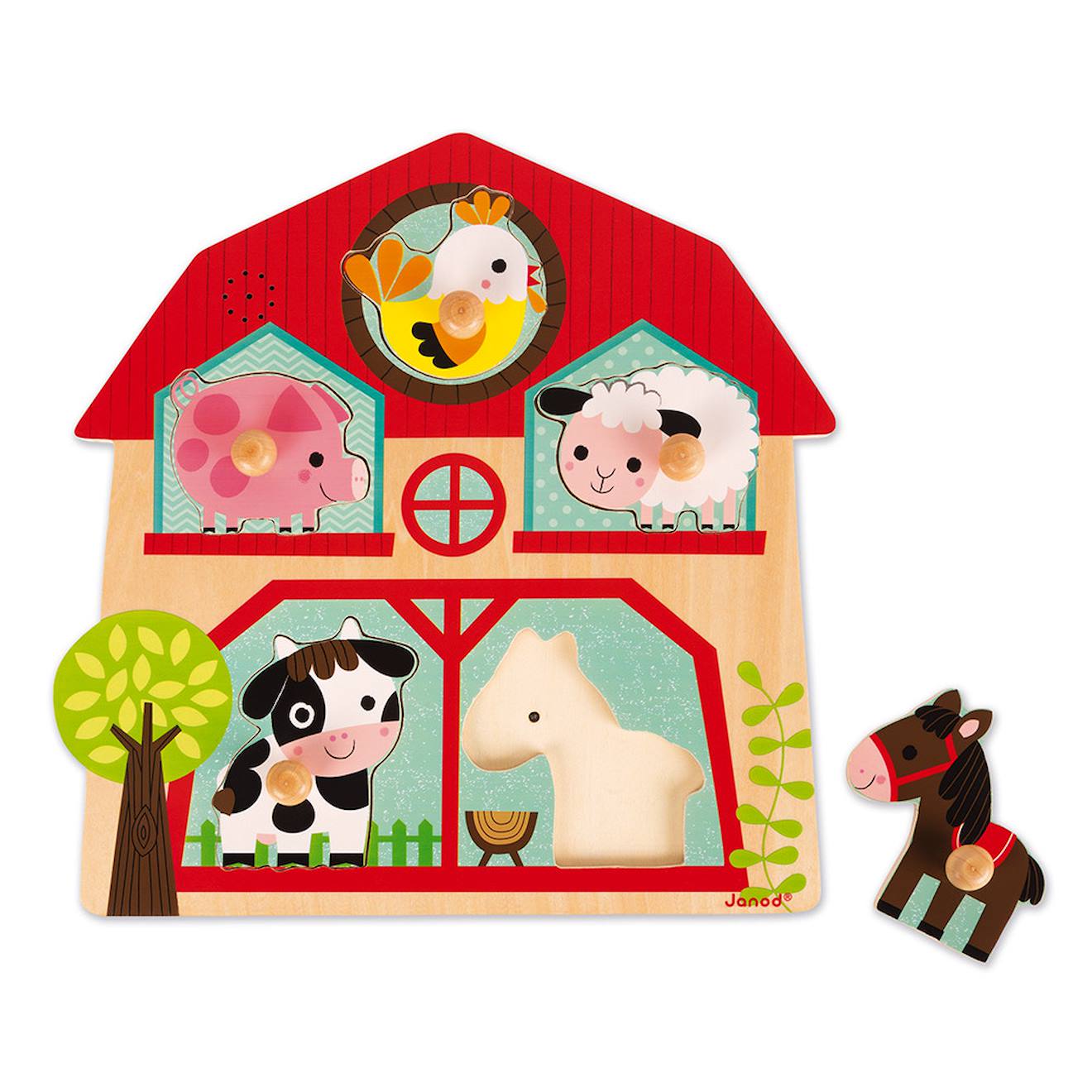 Puzzle musical copains de la ferme 5 pièces multicolore