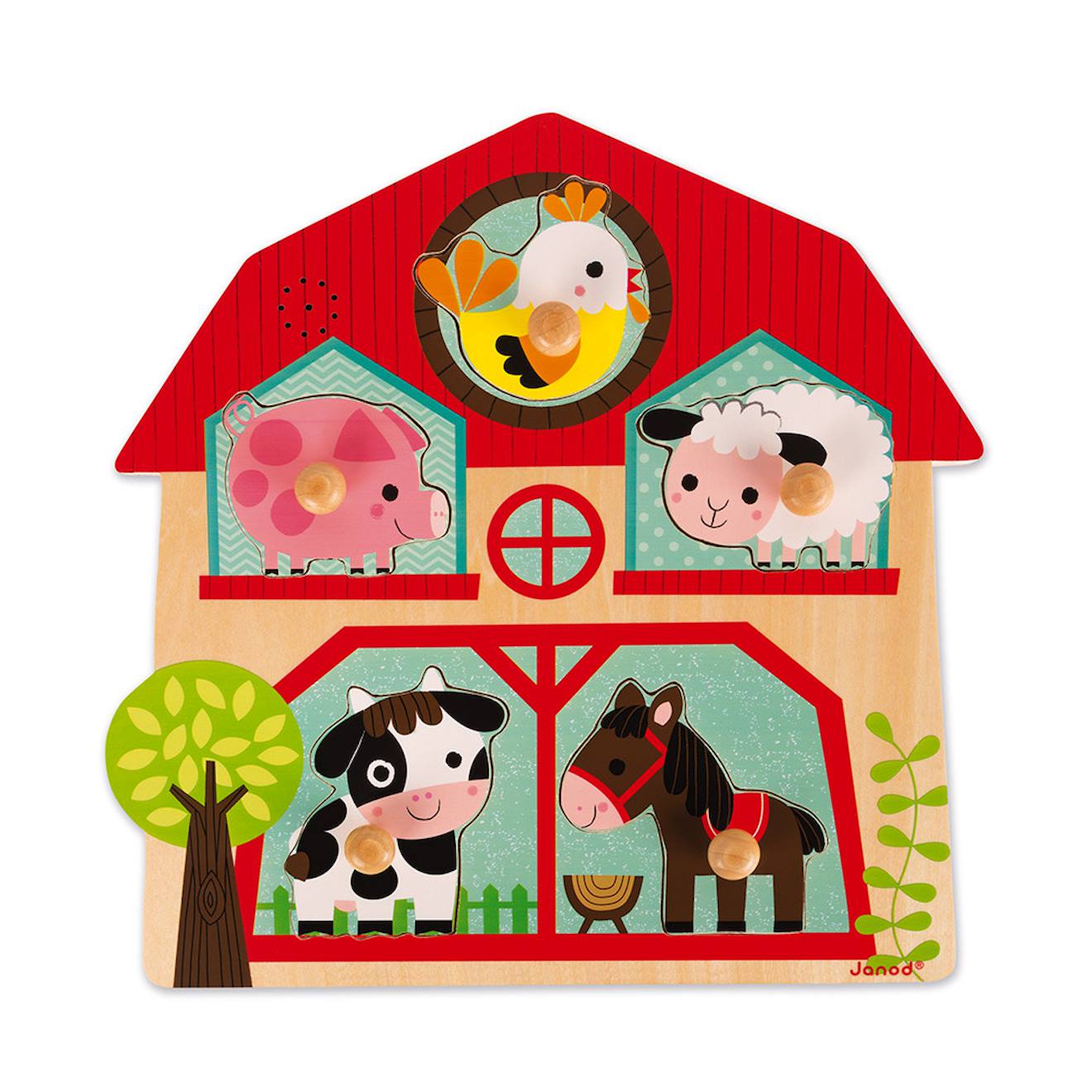 Puzzle musical copains de la ferme 5 pièces multicolore