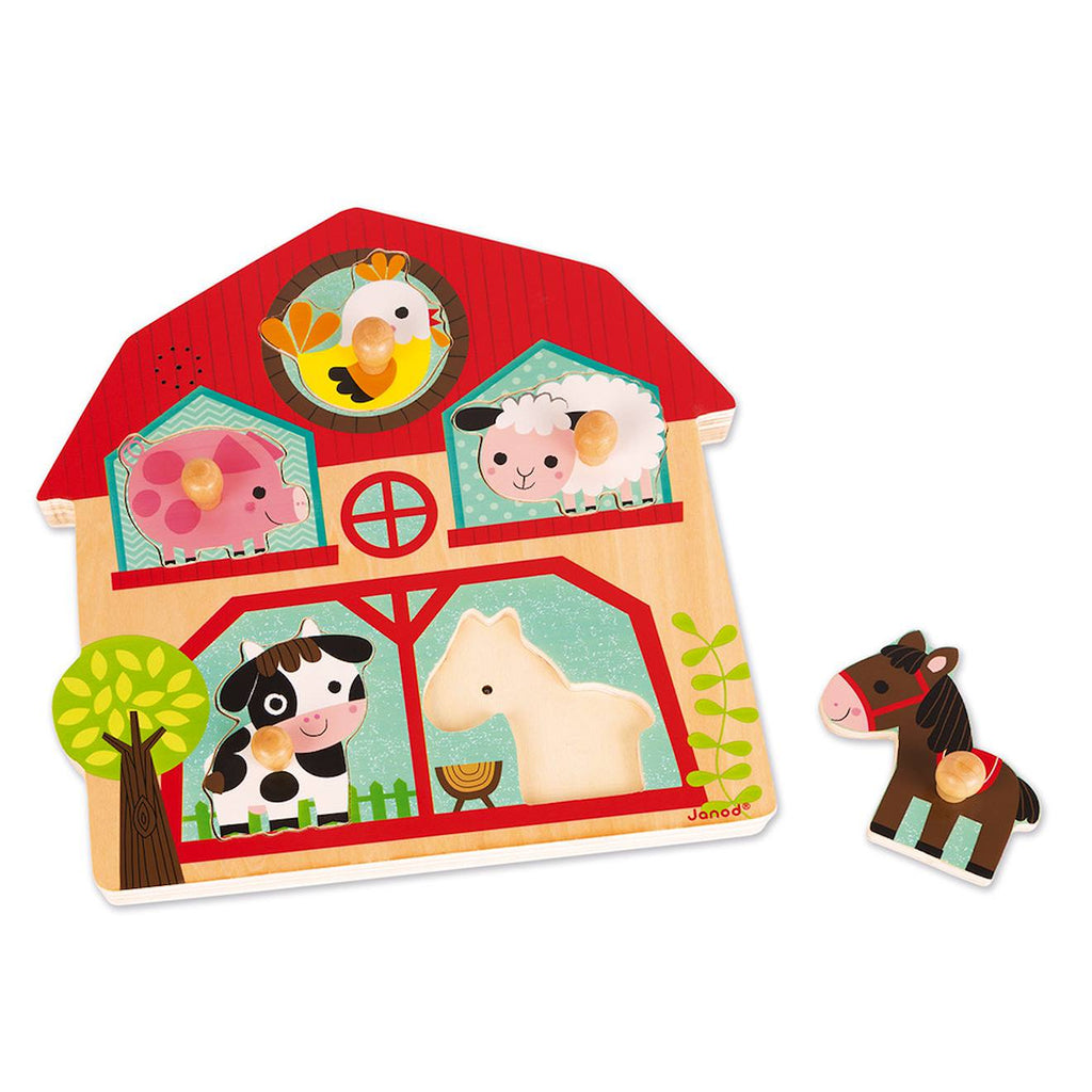 Puzzle musical copains de la ferme 5 pièces multicolore