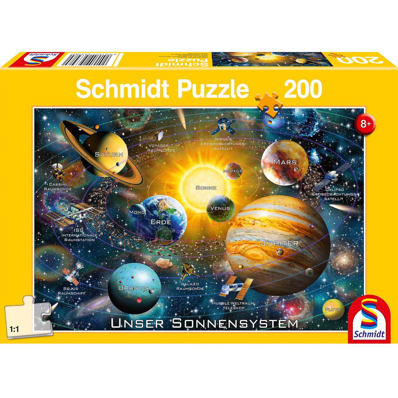 Puzzle notre système solaire 200 pièces jaune